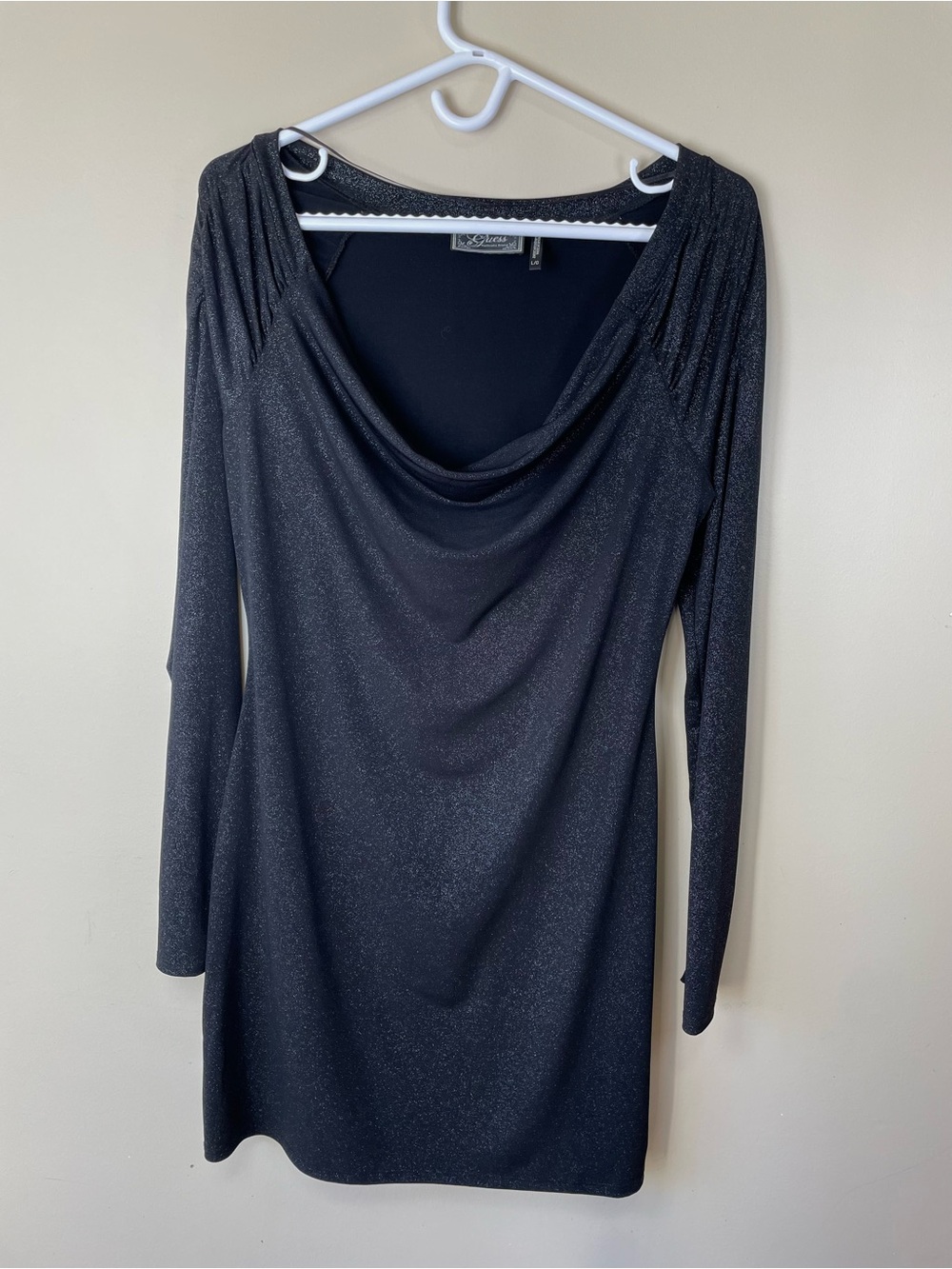 GUESS Black Glitter Long Sleeve Bodycon / Mini Party Dress L